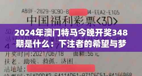 2024年澳门特马今晚开奖348期是什么:下注者的希望与梦想